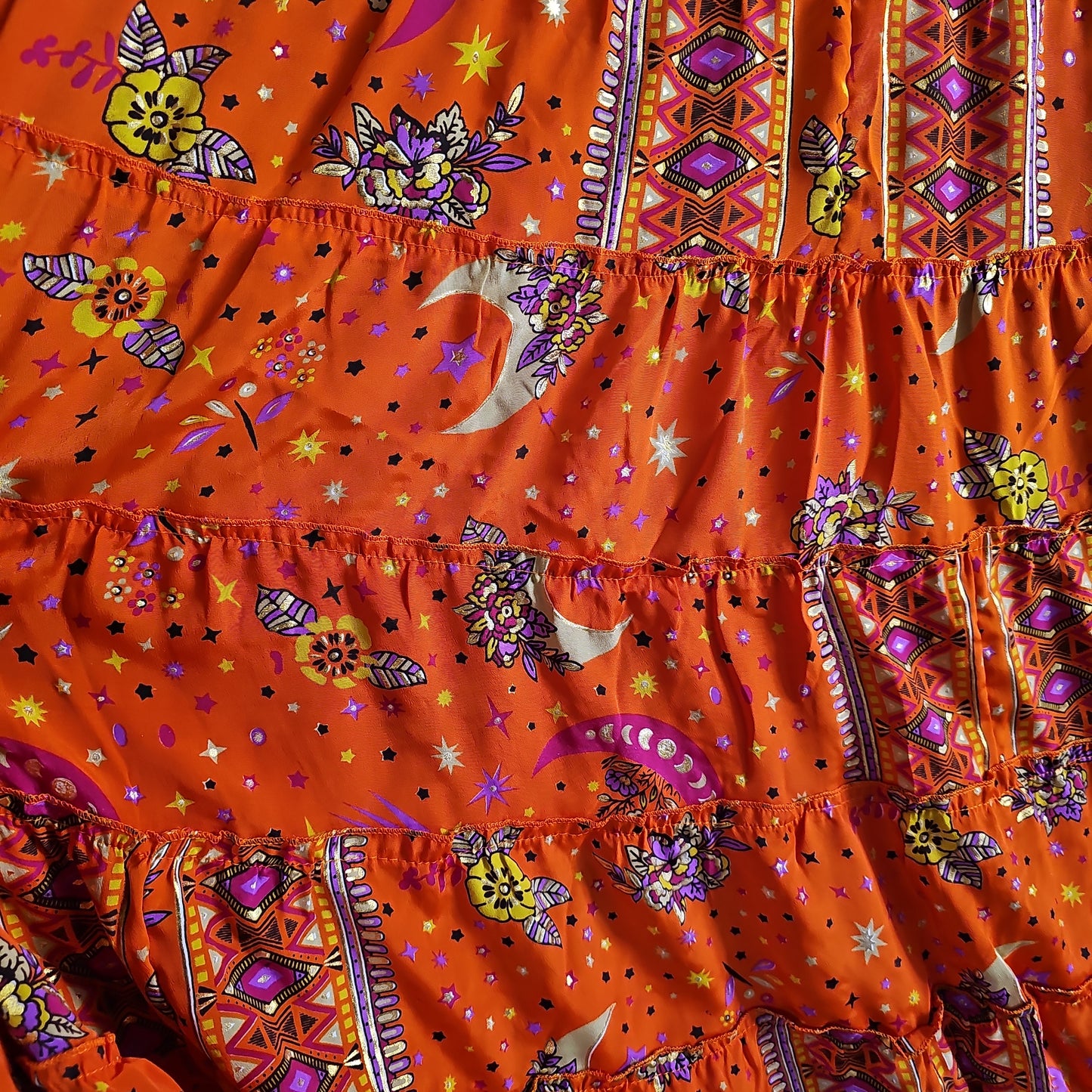 Orange Celestial Boho Skirt