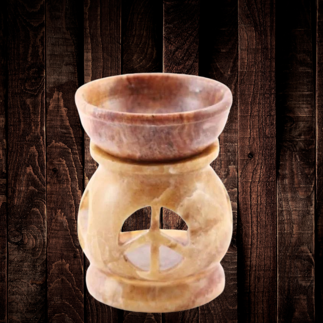 Peace Carved Soapstone Aroma Lamp