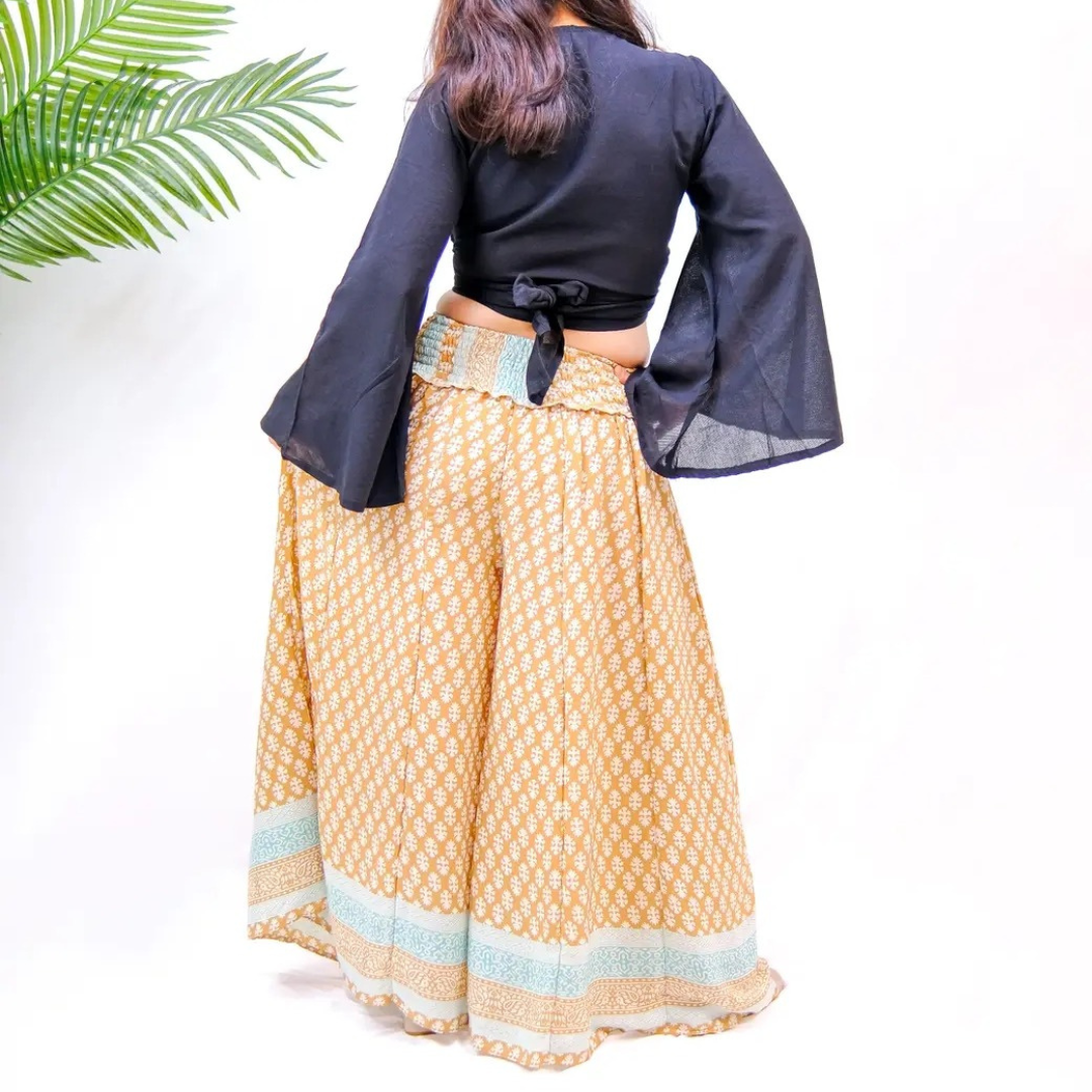 Boho Indian Silk Palazzo Pants