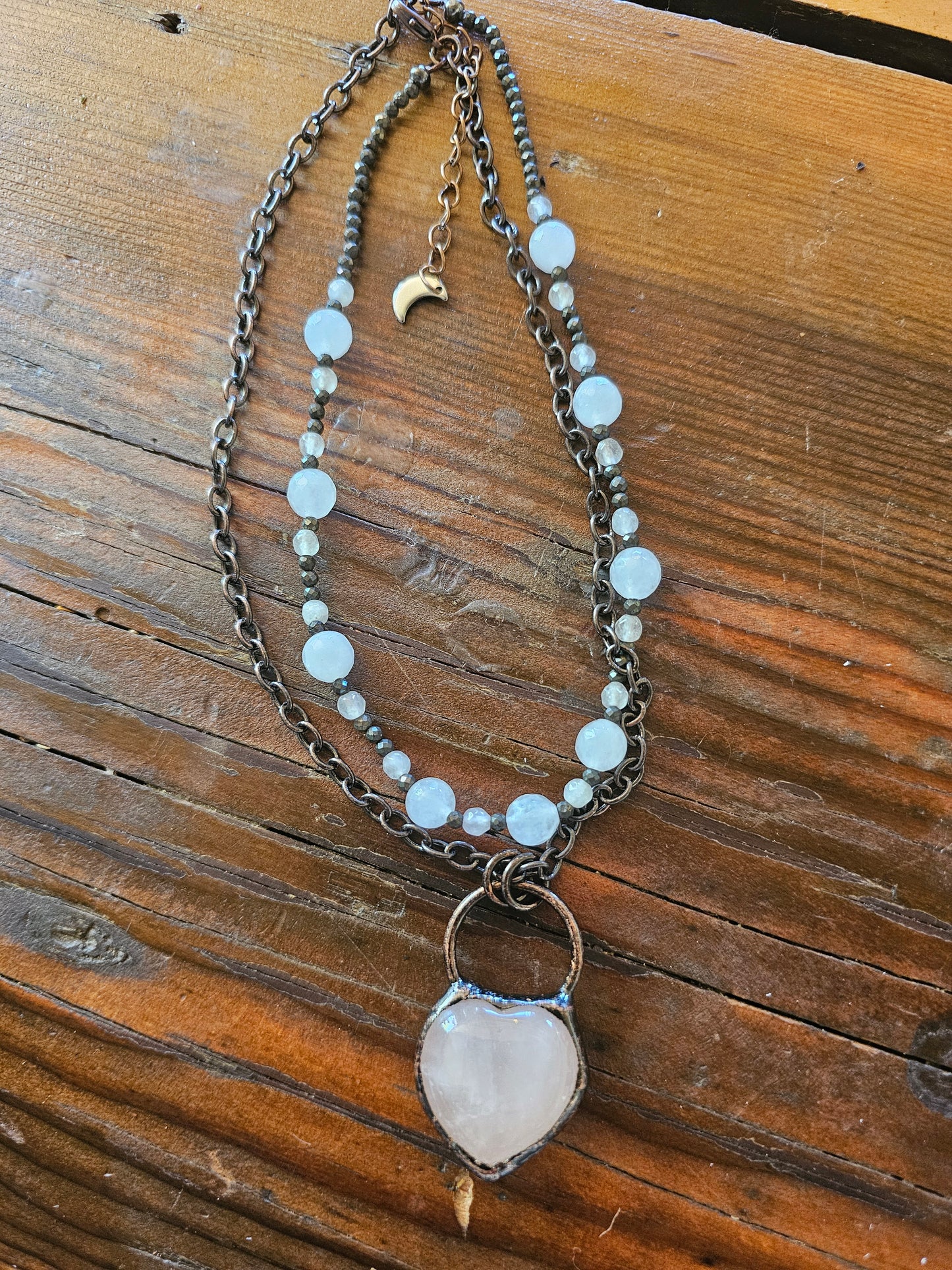 Double strand rose quartz necklace